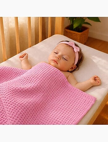 Couverture Nid d'Abeilles en Coton Bio Vert