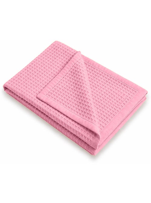 Couverture Nid d'Abeilles en Coton Bio Rose - Kiabi