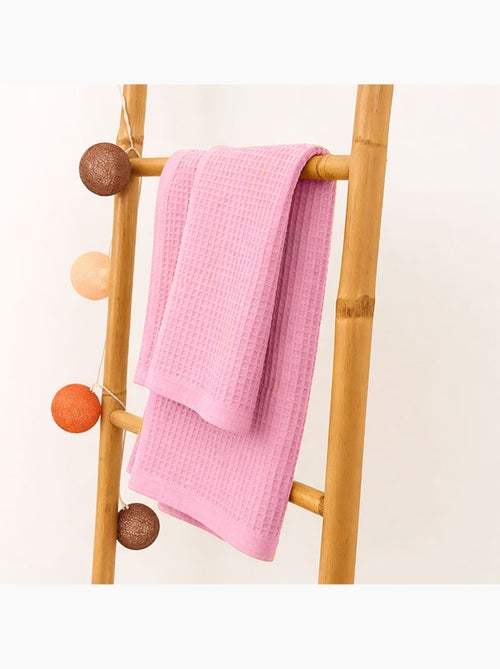 Couverture Nid d'Abeilles en Coton Bio Rose - Kiabi