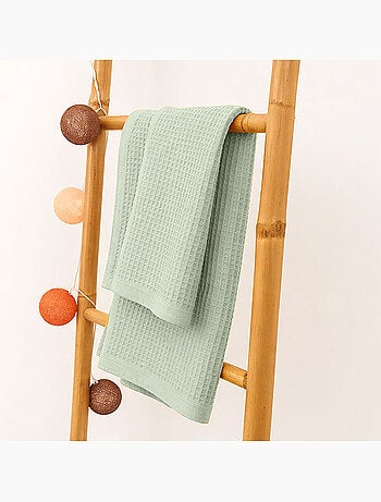 Couverture Nid d'Abeilles en Coton Bio Vert