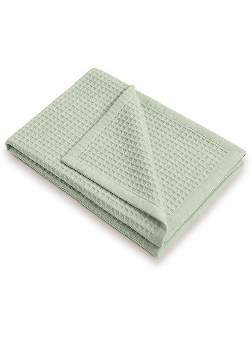 Couverture Nid d'Abeilles en Coton Bio Vert - Kiabi