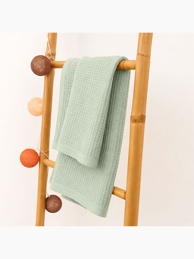 Couverture Nid d'Abeilles en Coton Bio Vert Vert - Kiabi