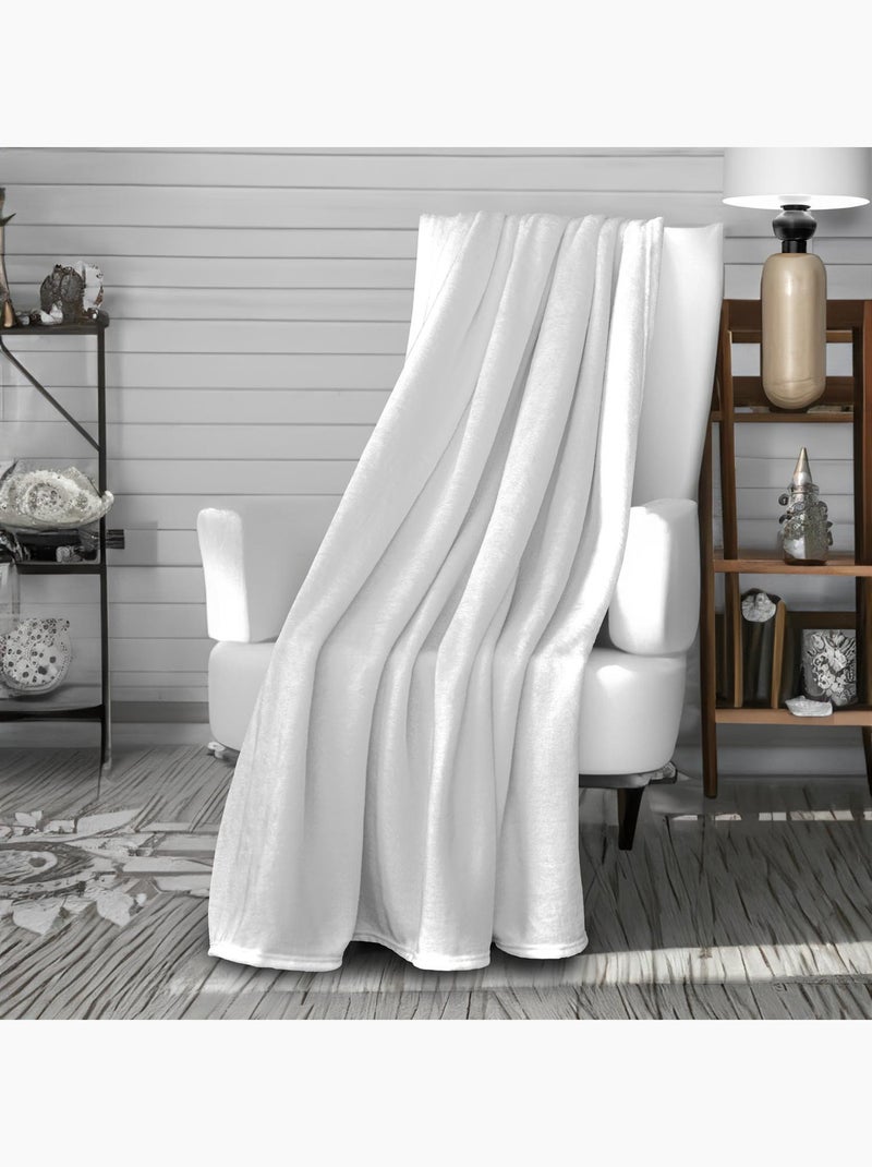 Couverture, Plaid en flanelle CALIN par Soleil d'Ocre Blanc - Kiabi