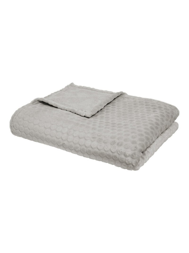 Couverture plaid galet doux & chaud couleur dune - Promo Linge Beige gris - Kiabi