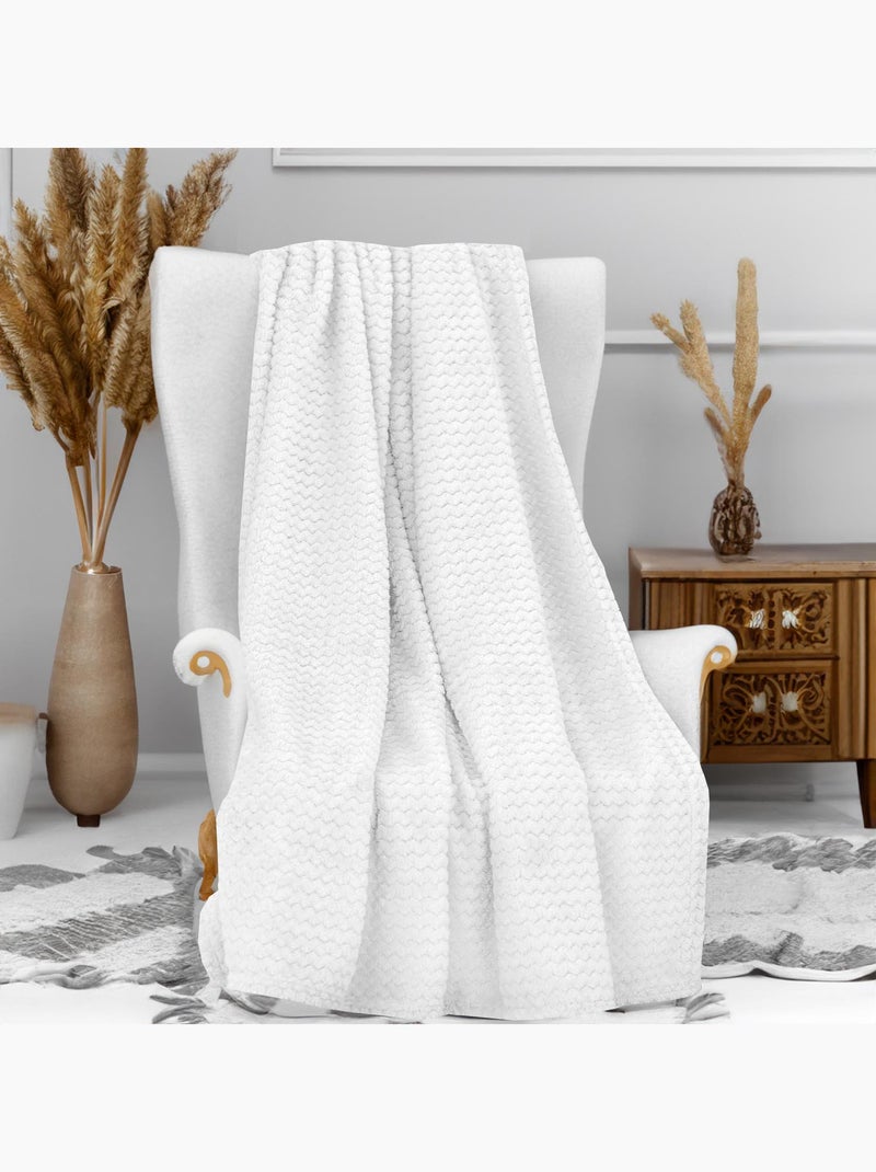 Couverture, Plaid microfibre COCOONING, par Soleil d'Ocre Ecru - Kiabi