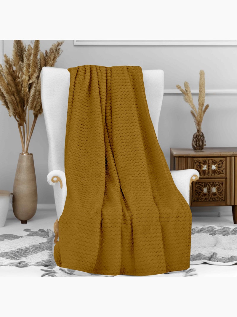 Couverture, Plaid microfibre COCOONING, par Soleil d'Ocre Jaune - Kiabi