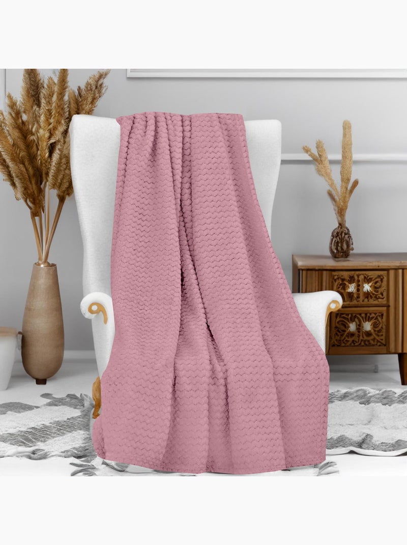 Couverture, Plaid microfibre COCOONING, par Soleil d'Ocre Rose - Kiabi