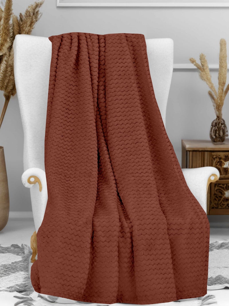 Couverture, Plaid microfibre COCOONING, par Soleil d'Ocre Rouge brique - Kiabi