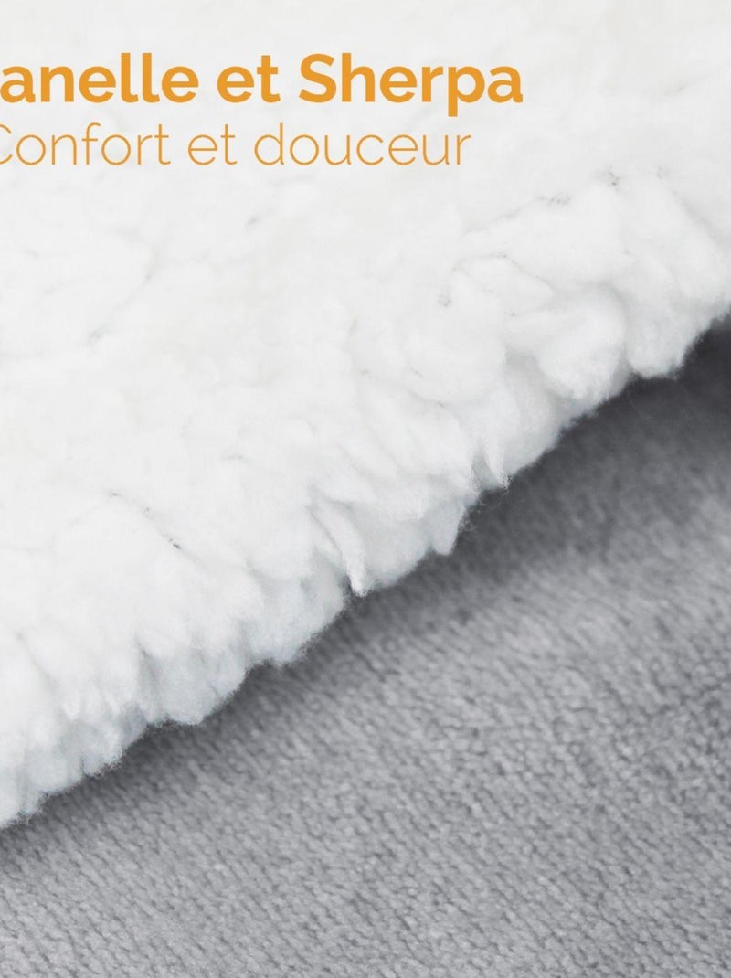 Couverture, plaid polaire en flanelle et sherpa ultra doux - Vivezen Gris - Kiabi