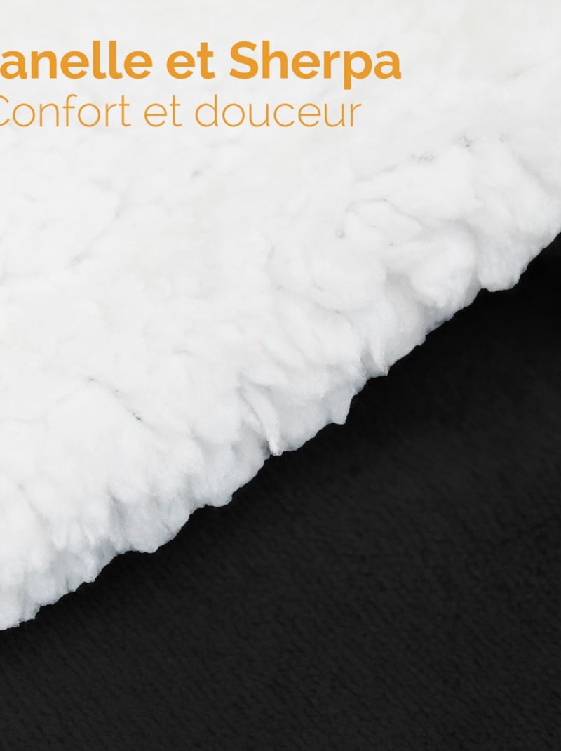 Couverture, plaid polaire en flanelle et sherpa ultra doux - Vivezen Noir - Kiabi