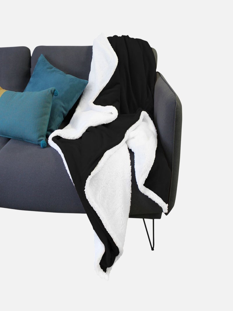 Couverture, plaid polaire en flanelle et sherpa ultra doux - Vivezen Noir - Kiabi