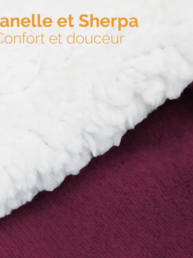 Couverture, plaid polaire en flanelle et sherpa ultra doux - Vivezen Violet - Kiabi