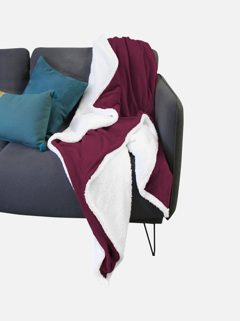 Couverture, plaid polaire en flanelle et sherpa ultra doux - Vivezen Violet - Kiabi