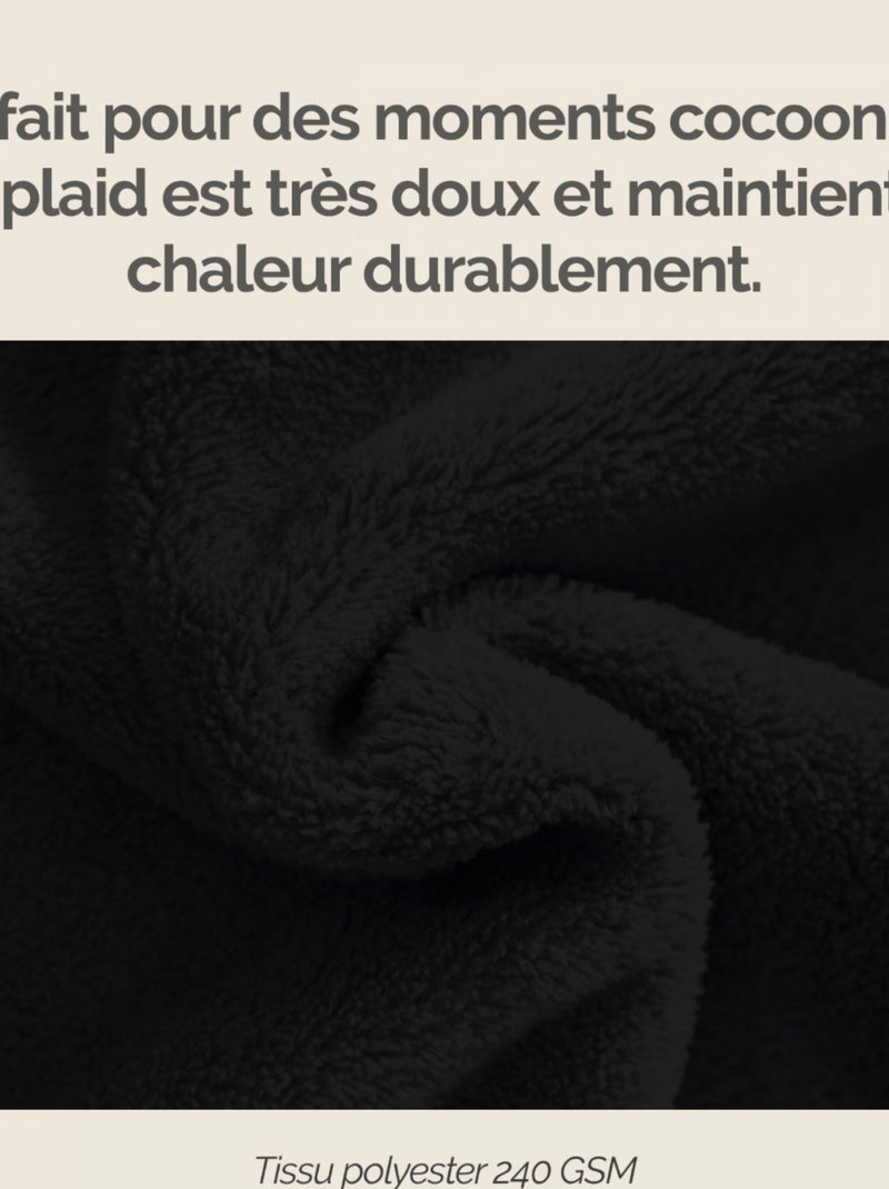 Couverture, plaid polaire, jeté de canapé - Vivezen Noir - Kiabi