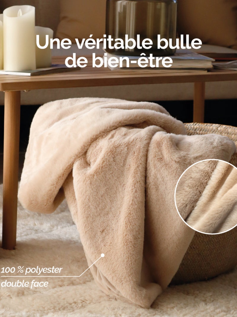Couverture, plaid polaire, jeté de canapé Cosy ultra doux - Vivezen Beige - Kiabi
