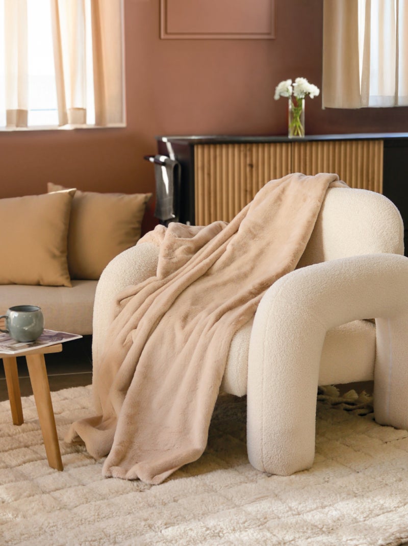 Couverture, plaid polaire, jeté de canapé Cosy ultra doux - Vivezen Beige - Kiabi