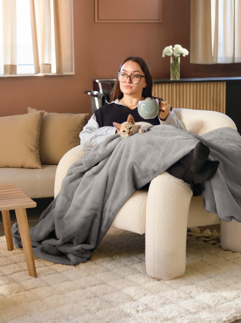 Couverture, plaid polaire, jeté de canapé Cosy ultra doux - Vivezen Gris - Kiabi