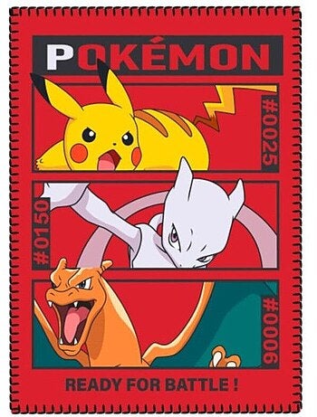 Couverture plaid polaire Pikachu rouge 100x140 cm - POKEMON