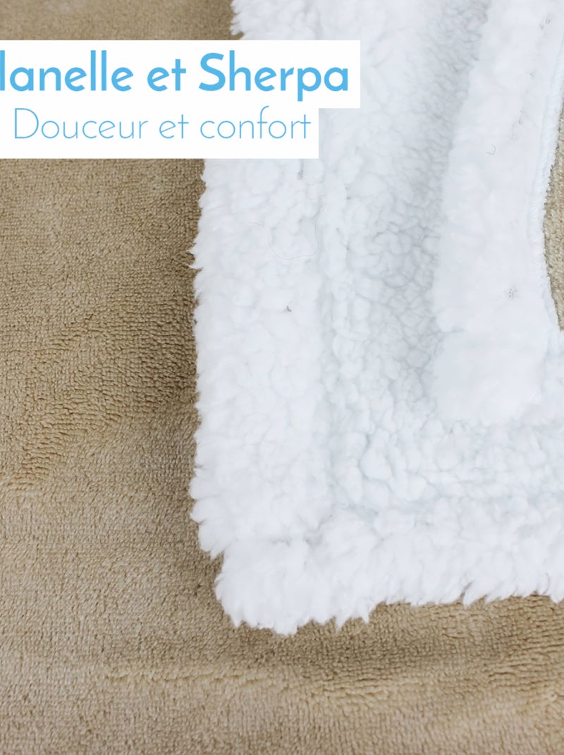 Couverture, plaid polaire pour bébé en flanelle et sherpa ultra doux - Monsieur Bébé Beige - Kiabi