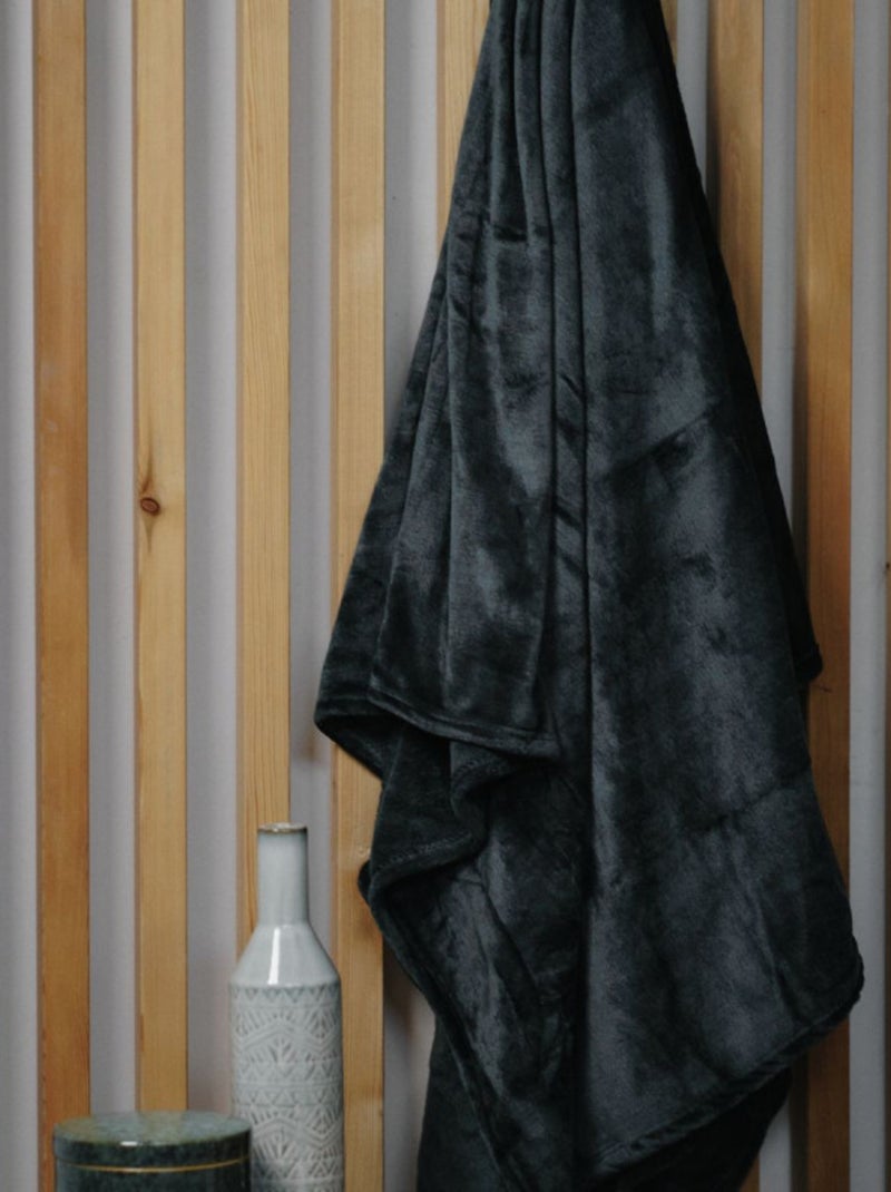 Couverture plaid XL doux & chaud bleu paon 150 x - Promo Linge Bleu - Kiabi