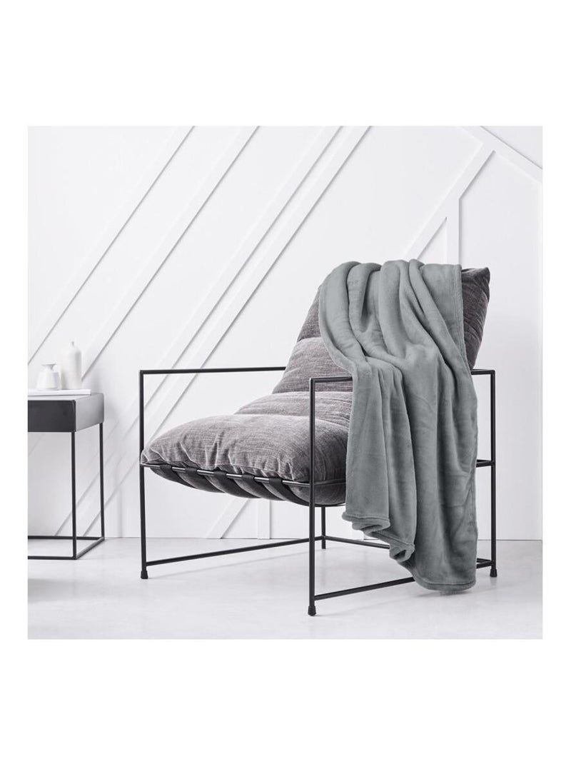Couverture plaid XL doux & chaud couleur acier 150 - Promo Linge Gris Argenté - Kiabi