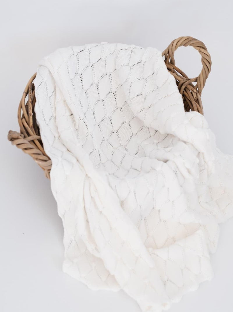 Couverture plume en coton Blanc - Kiabi