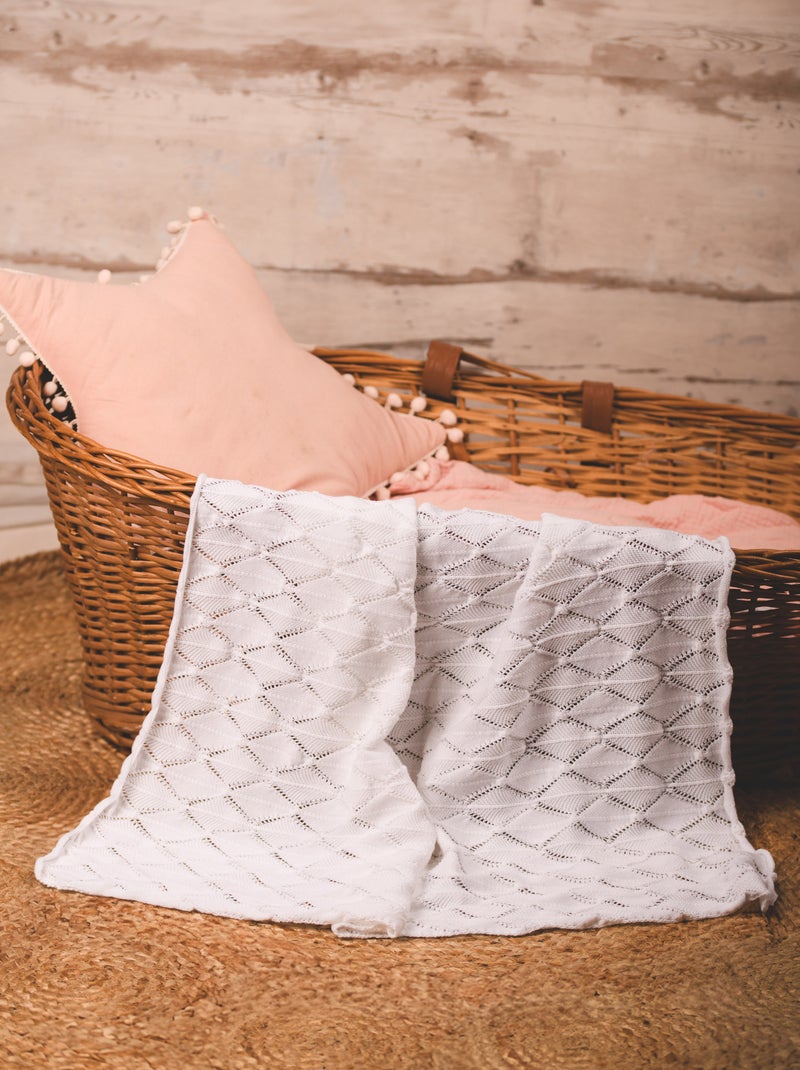 Couverture Plume en coton Blanc - Kiabi