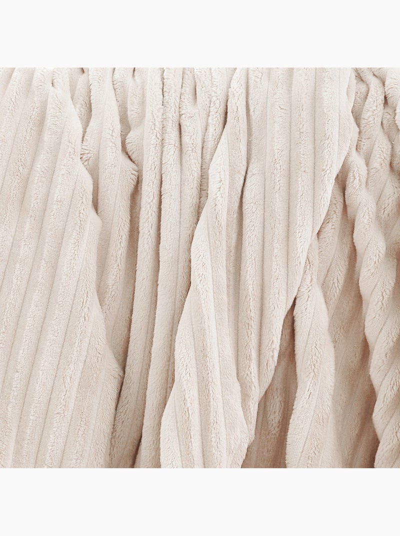 Couverture polaire  -  - Effet côtelé 3D Beige clair - Kiabi