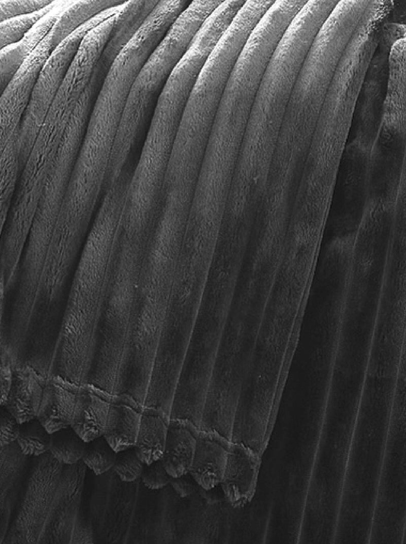 Couverture polaire  -  - Effet côtelé 3D Gris foncé - Kiabi
