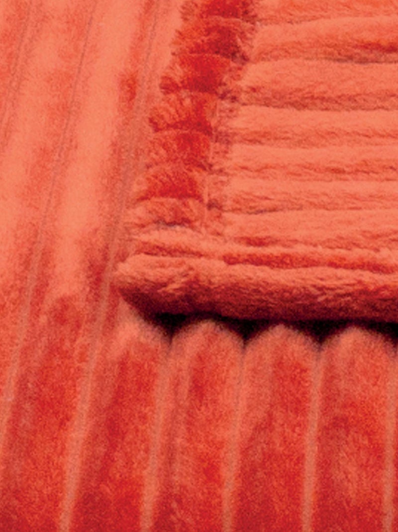 Couverture polaire  -  - Effet côtelé 3D Orange - Kiabi
