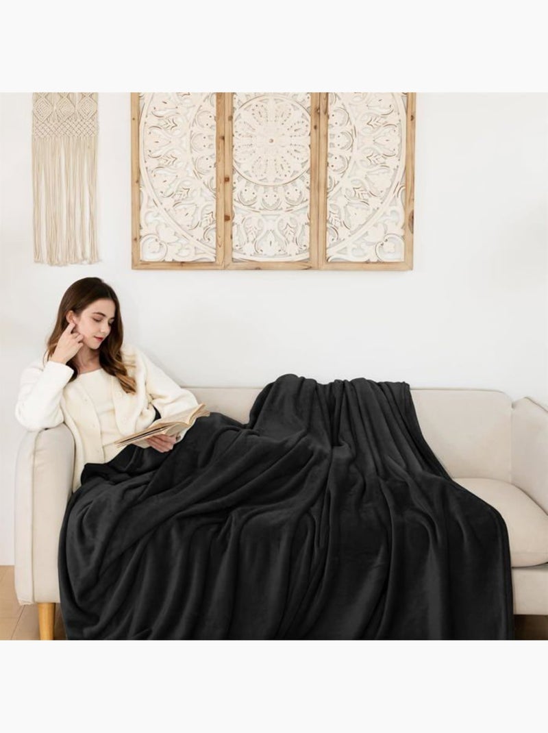 Couverture polaire en flanelle - réversible, chaude et douce - good nite Noir - Kiabi