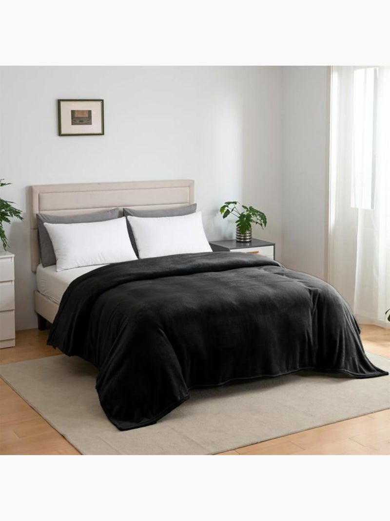 Couverture polaire en flanelle - réversible, chaude et douce - good nite Noir - Kiabi