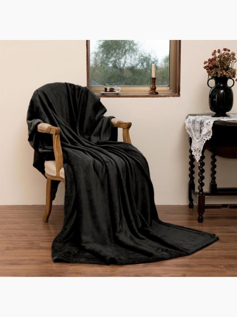 Couverture polaire en flanelle - réversible, chaude et douce - good nite Noir - Kiabi