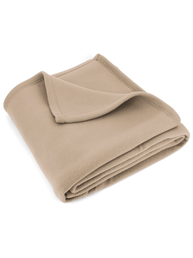 Couverture polaire ISBA traité non-feu Beige sable - Kiabi