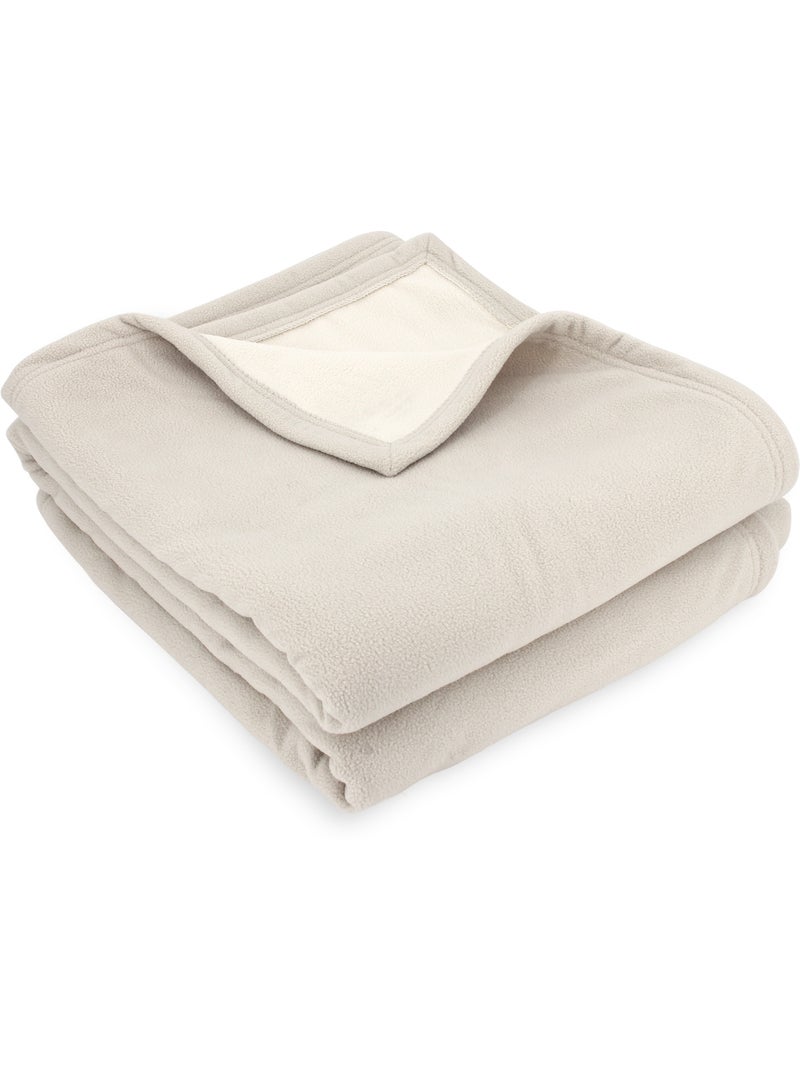 Couverture polaire NARVIK luxe Beige argile - Kiabi
