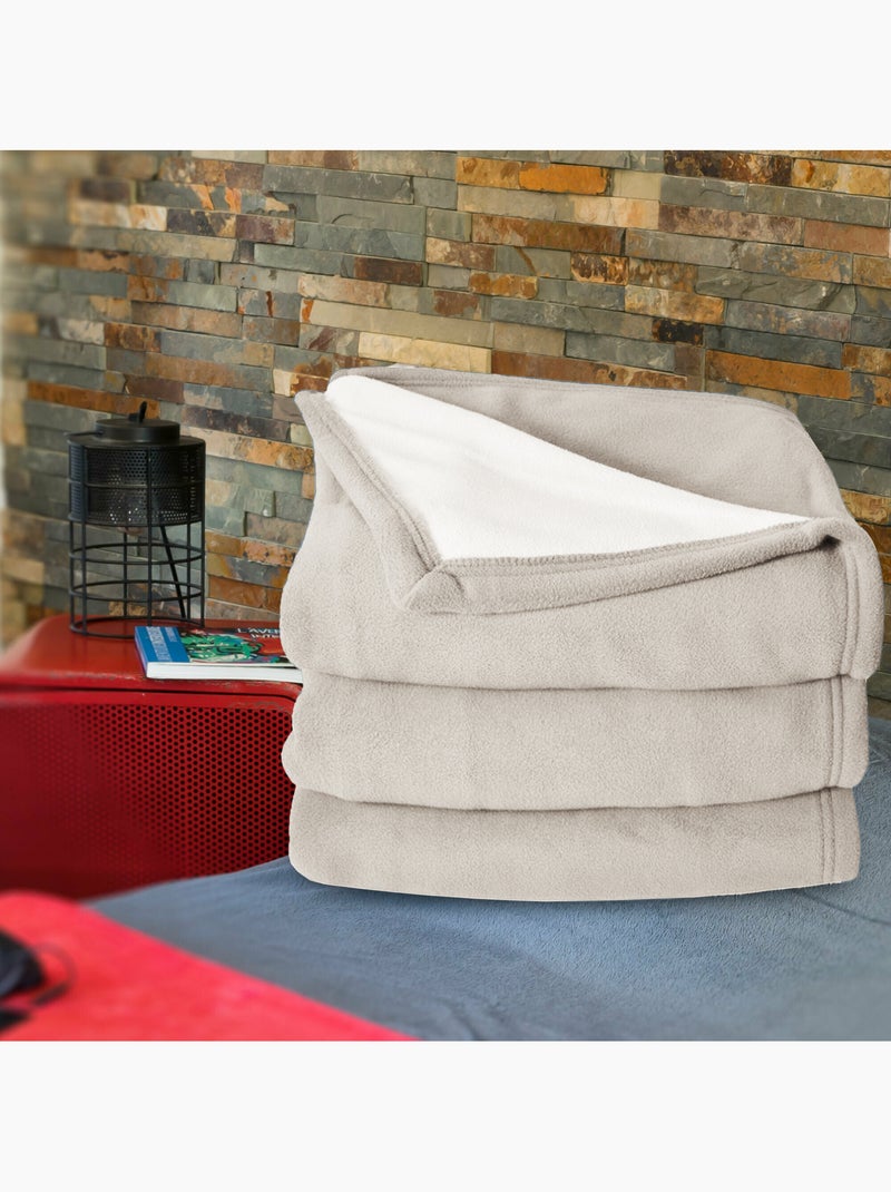 Couverture polaire NARVIK luxe Beige argile - Kiabi