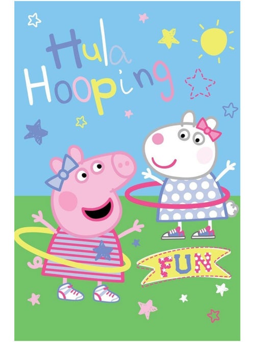 Couverture polaire Peppa Pig motif hula-hoop en polyester - Kiabi