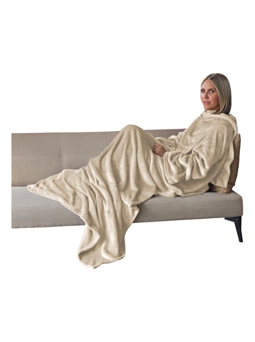 Couverture polaire plaid intégral avec manches et poche - Adulte - Vivezen - Kiabi