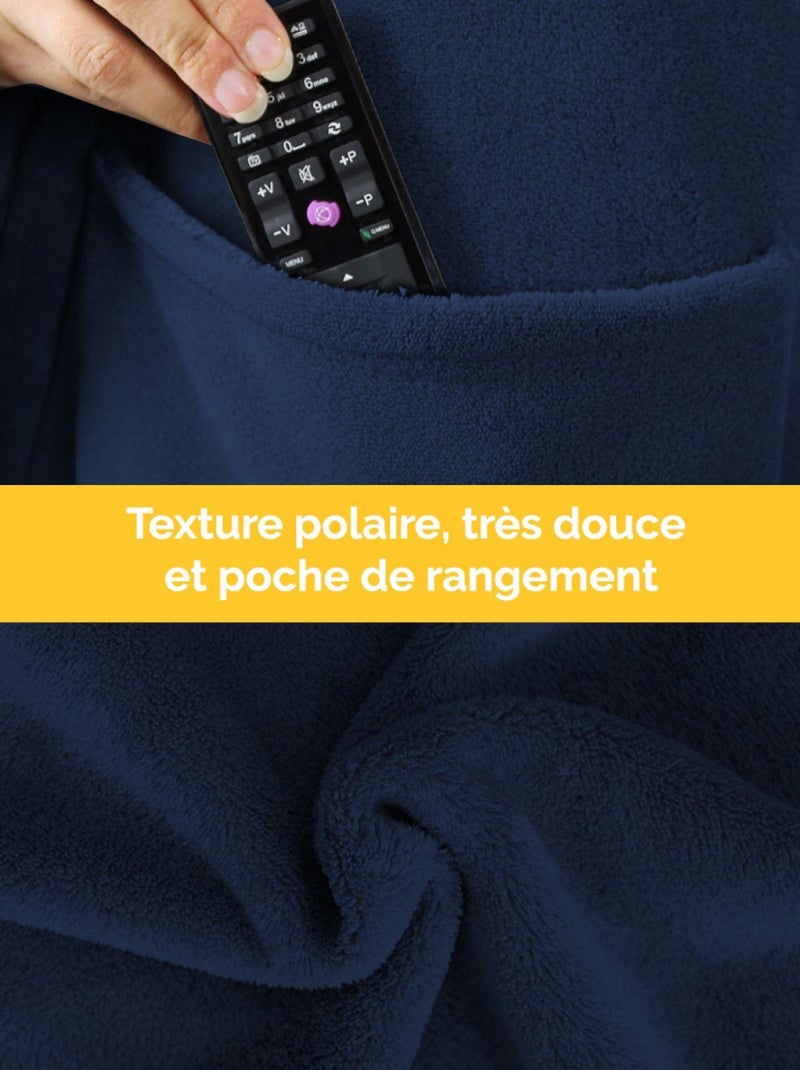 Couverture polaire plaid intégral avec manches et poche - Adulte - Vivezen Bleu - Kiabi