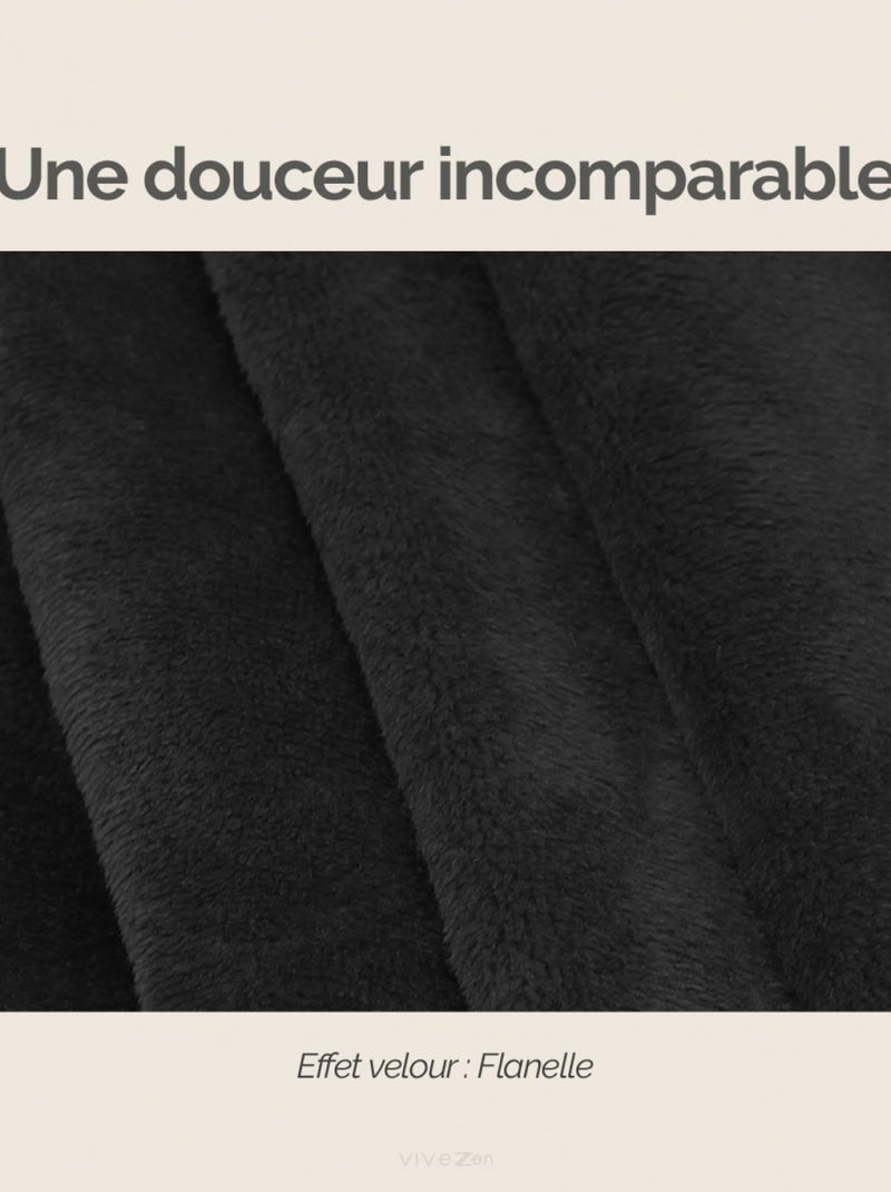 Couverture polaire plaid intégral avec manches et poche - Adulte - Vivezen Noir - Kiabi