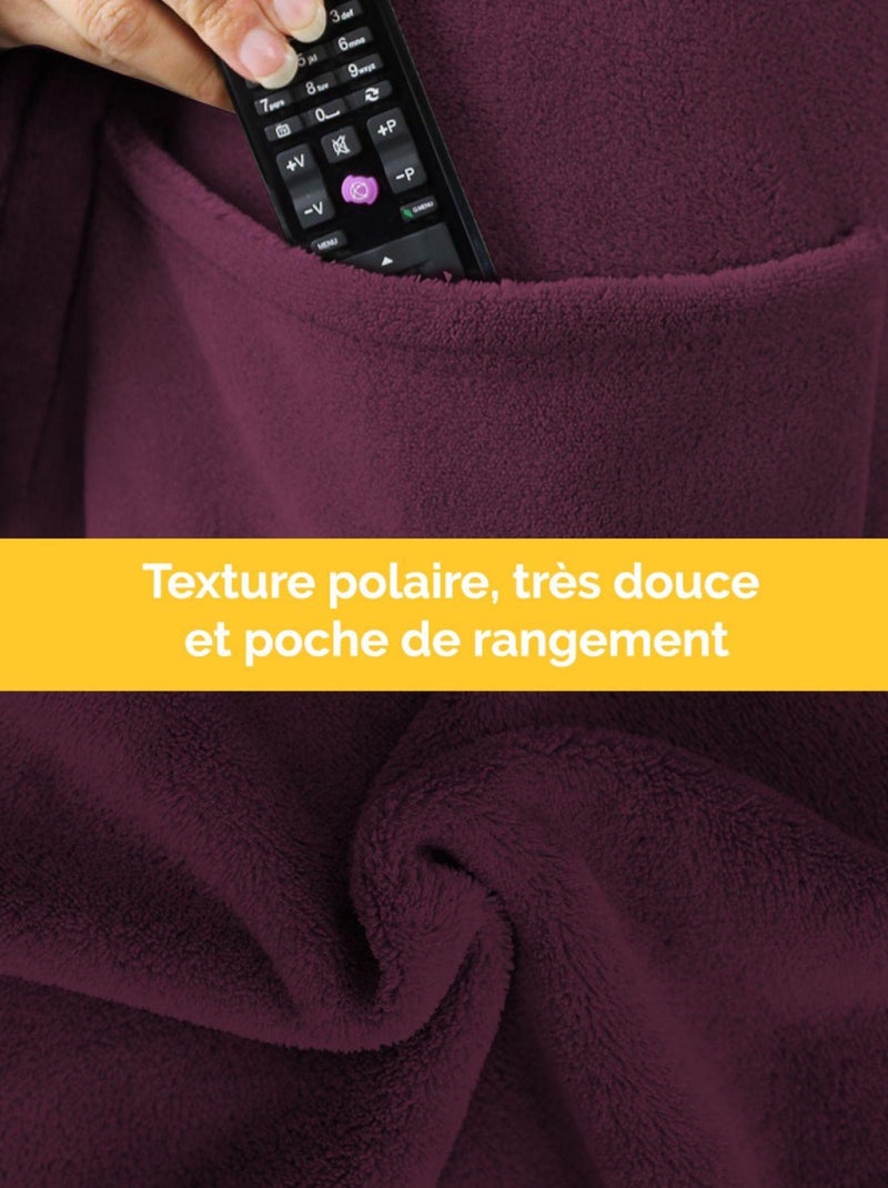 Couverture polaire plaid intégral avec manches et poche - Adulte - Vivezen Violet - Kiabi