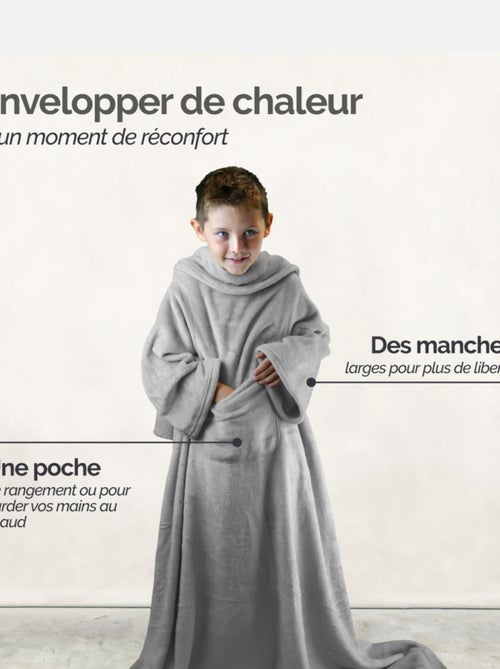 Couverture polaire plaid intégral avec manches et poche - Enfant - Vivezen - Kiabi