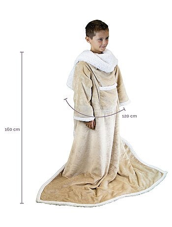 Couverture polaire, plaid intégral avec manches et poche - Sherpa et flanelle - Vivezen