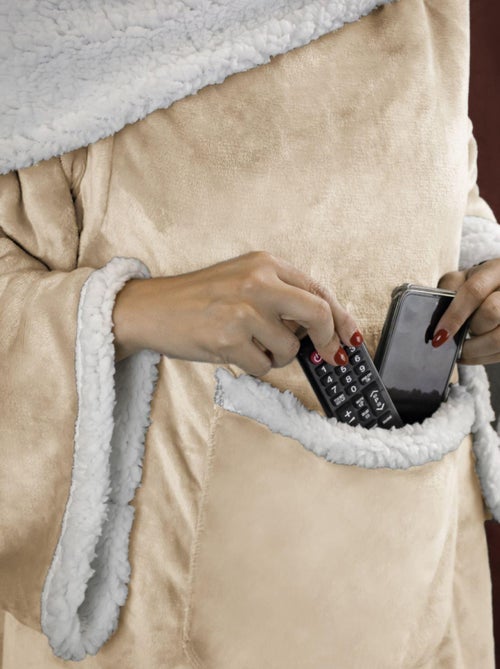 Couverture polaire, plaid intégral avec manches et poche - Sherpa et flanelle - Vivezen - Kiabi