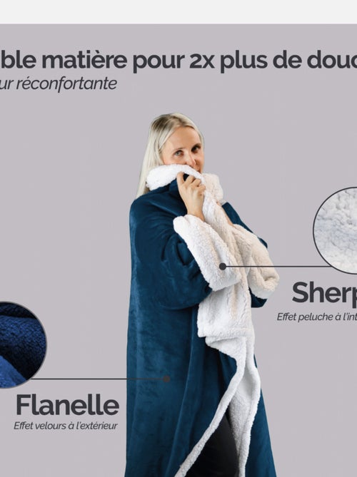 Couverture polaire, plaid intégral avec manches et poche - Sherpa et flanelle - Vivezen - Kiabi