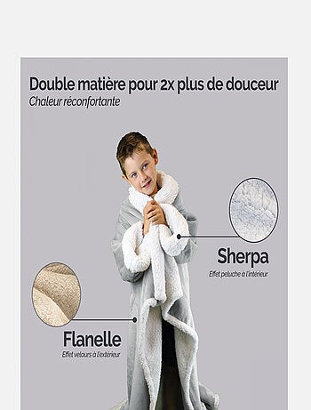 Couverture polaire, plaid intégral avec manches et poche - Sherpa et flanelle - Vivezen