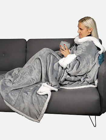 Couverture polaire, plaid intégral avec manches et poche - Sherpa et flanelle - Vivezen