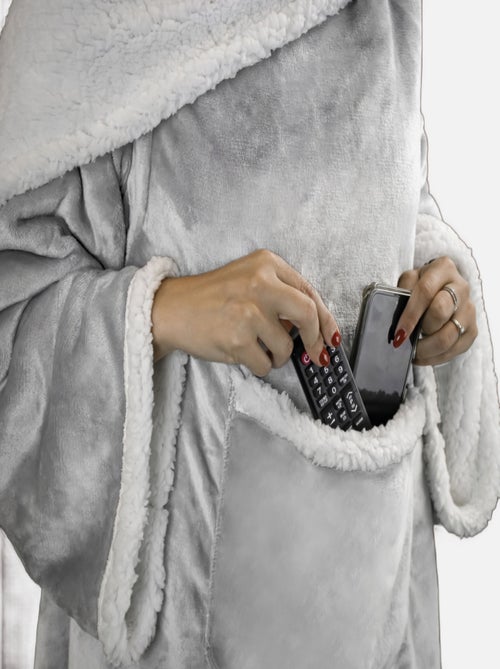 Couverture polaire, plaid intégral avec manches et poche - Sherpa et flanelle - Vivezen - Kiabi