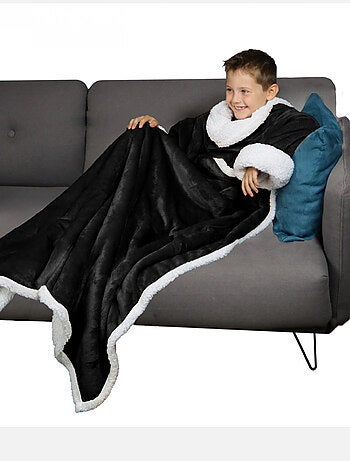 Couverture polaire, plaid intégral avec manches et poche - Sherpa et flanelle - Vivezen
