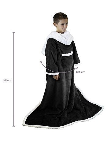 Couverture polaire, plaid intégral avec manches et poche - Sherpa et flanelle - Vivezen